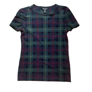Lauren Ralph Lauren Tartan Tee - Green and Red